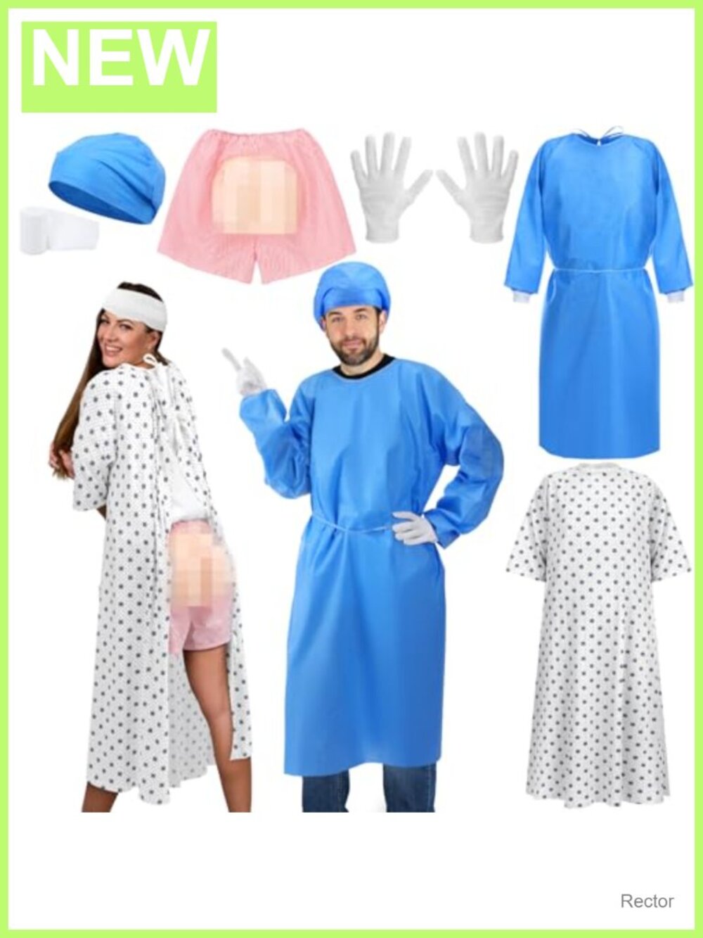 Adult Doctor Surgeon Patient Couple Costume Set Halloween Role Play